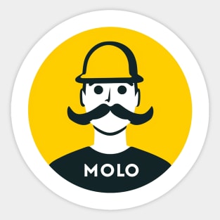 Building Boldness: Molo Logo in Heroic Pop Art Style Sticker